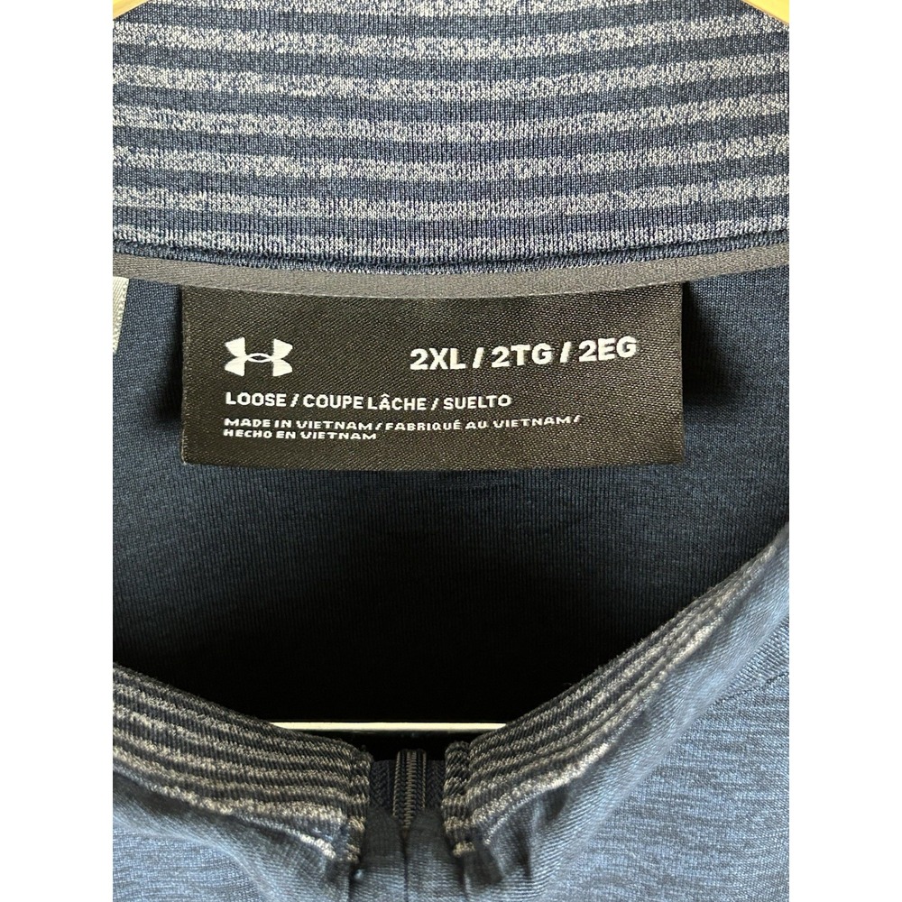 Men's Under Armour 1/2 Zip Long Sleeve Navy Blue Tech Pullover Shirt 2XL - Picture 4 of 12